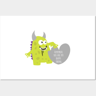 Monster Ate My Heart - Remember you are my happy ending - Happy Valentines Day Posters and Art